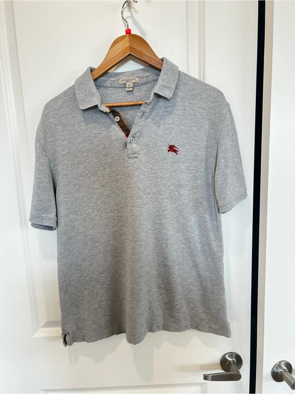Burberry Brit Gray Polo with Burgundy Embroidered Logo
